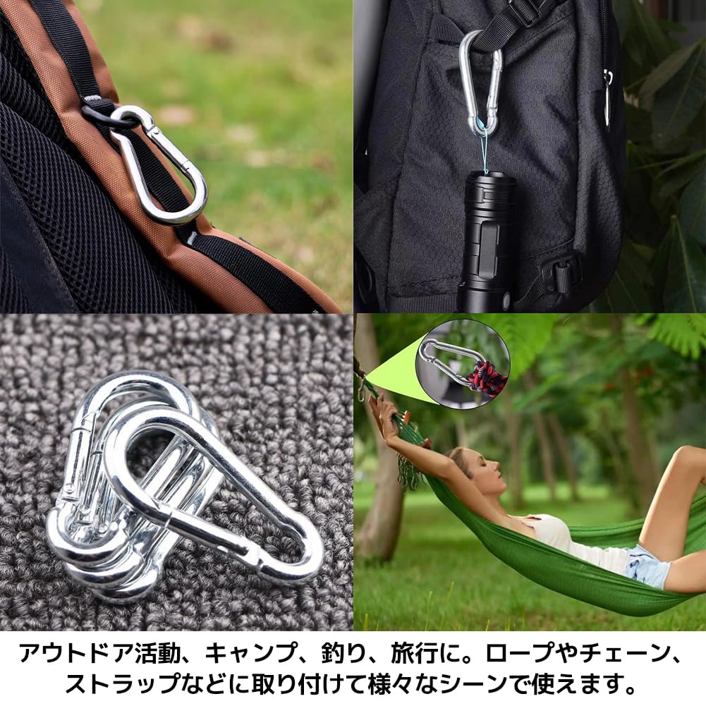 FUPUTWO Stainless Steel Carabiner Keychain with Spring Drop Prevention Hook, Small, Outdoor, (4cm)