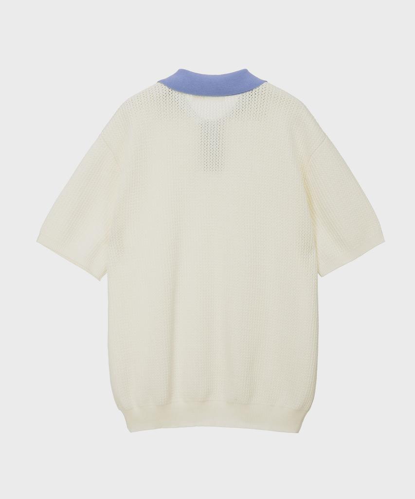 BASIC HOUSE Uni Color Block Collar Knit Ivory Lxkt3101