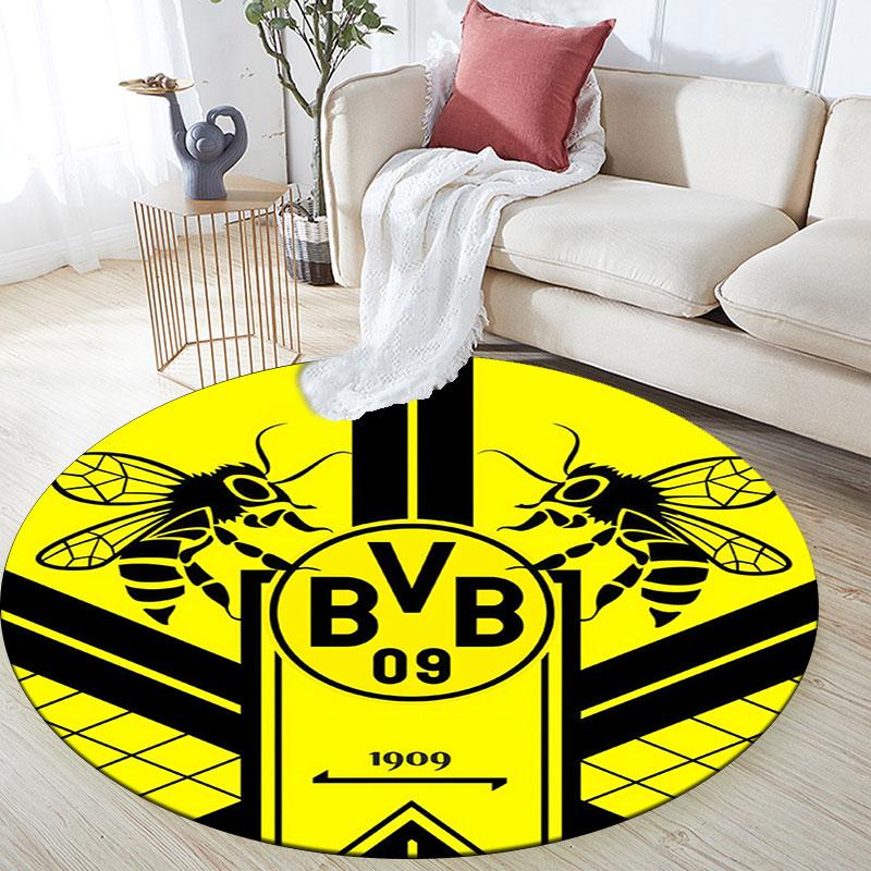 Borussia Dortmund,Round Area Rug,Carpet Rug for Living Room Bedroom Sofa Playroom Decor,Non-slip Floor Mat