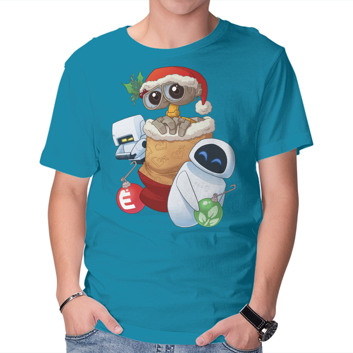 Unisex Crew Neck T-Shirt Stocking Stuffer Robot Friends Graphic Short Sleeve Casual Tee XL