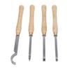 4PCS Lathe Turning Tool Set Removable Wooden Handle Incisive Hard Alloy Steel Lathe Tool for