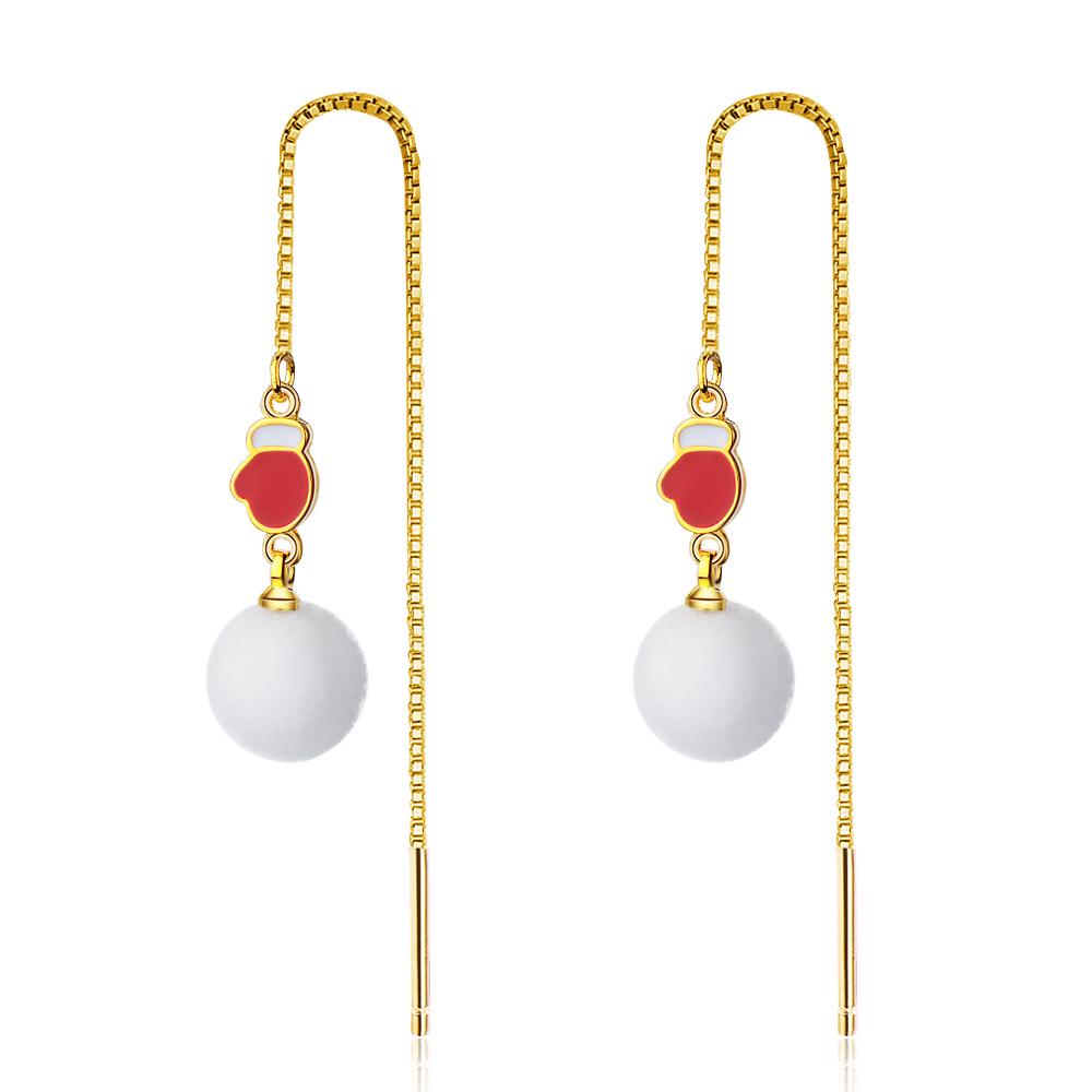 Furry Autumn & Winter Snowflake Bell Stud Earrings for Women - Christmas Jewelry Collection