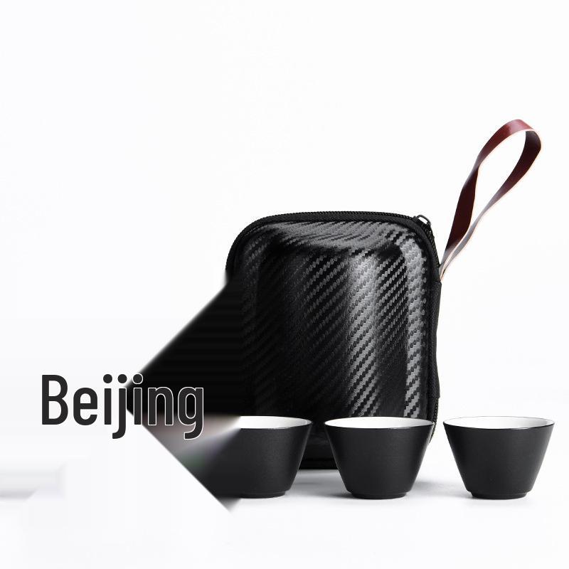 Portable Travel Tea Set: One Pot with Three Cups and Carry Bag for Camping & Solo Brewing