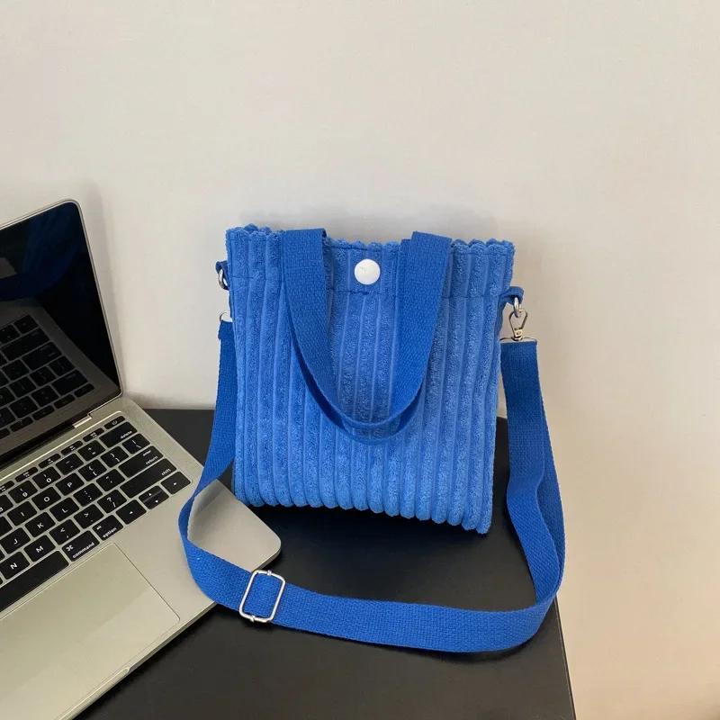 Korean Mini Bucket Bag Corduroy Handbags Crossbody Bag for Women Vertical Casual Mini Tote Bag Power Bank Phone Pouch Coin Purse
