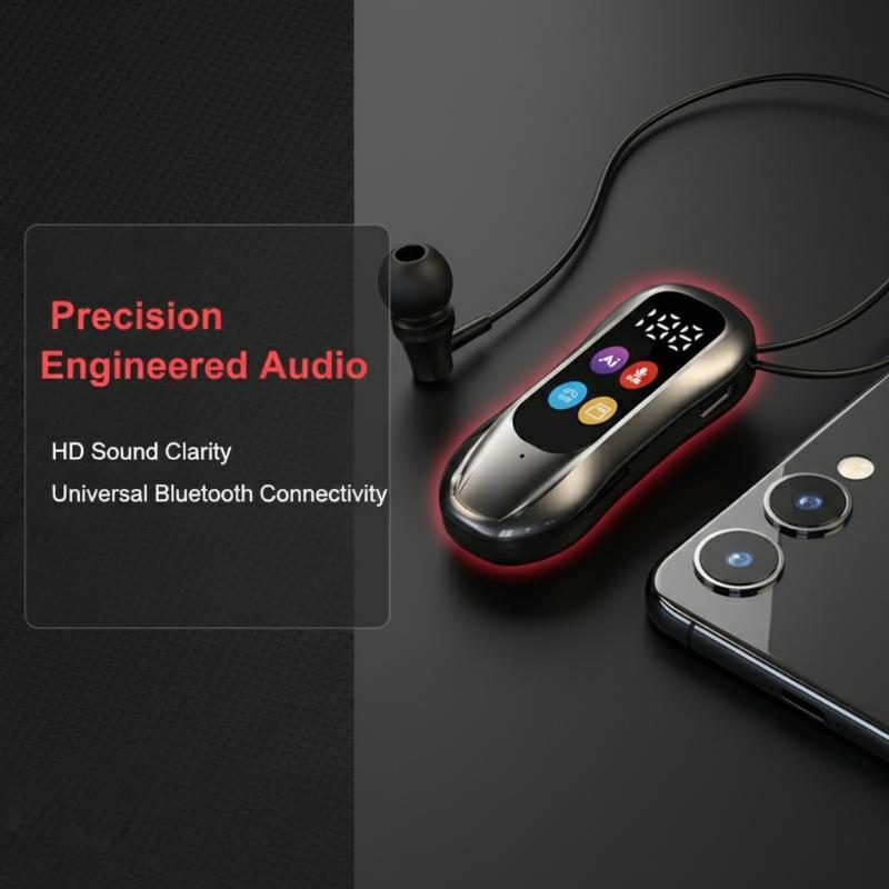1 Stück Bluetooth-Kopfhörer Clip-On-Kopfhörer Farbdisplay Kabellose Headsets Hifi-Stereo-Geräuschunterdrückung Ohrstöpsel für Live