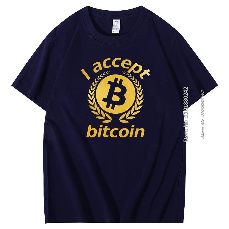 Accept I Bitcoin Short Sleeve Tshirt Graphic T Shirts Btc Cryptocurrency Crypto Blockchain Summer Streetwear Mens Clothing