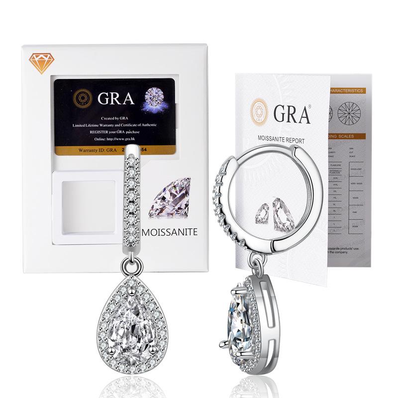 

Элегантные серьги-капли из муассанита цвета D в стерлинговом серебре 925 пробы - Классический дизайн с одним каратом. Real Moissanite