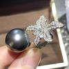 Anelli Regolabili in Metallo Argentato a Forma di Stella Marina Anelli Vintage con Perle per Donna Accessori Floreali alla Moda Regalo