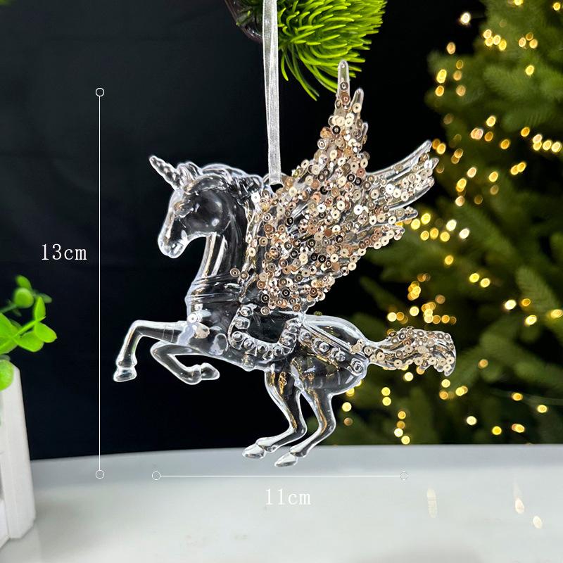 Christmas Decorations Sequined Acrylic Pendants Transparent Snowflake Pendants Christmas Tree Decorations Props