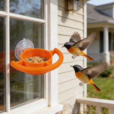 Window Suction Cup Bird Feeder Clear Plastic Tray for Fruit Jelly Seeds Easy Install Clean Outdoor Feeder for Backyard Bird Watching