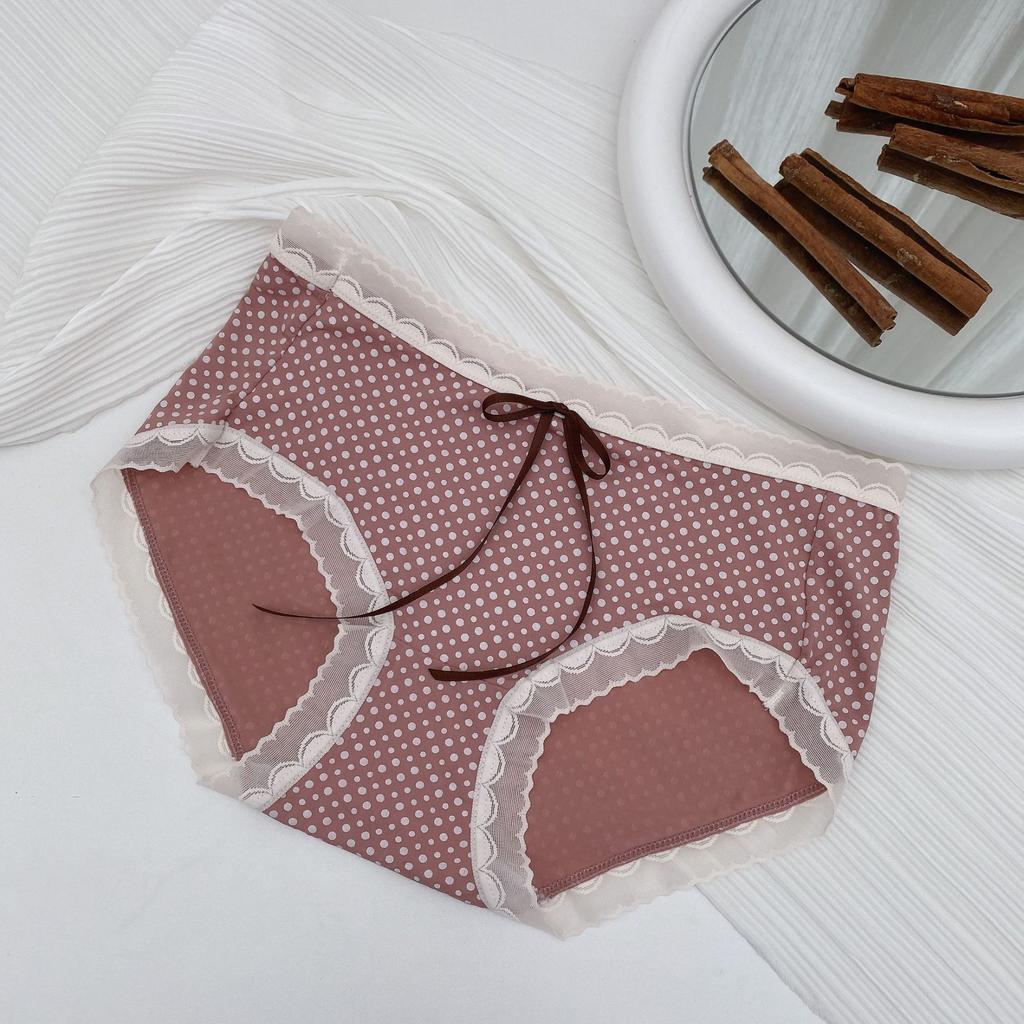 Sexy and Cute Women's Triangle Underwear Summer Comfortable and Breathable Printed Dots Star Dots Bow Ties and Ribbon Design