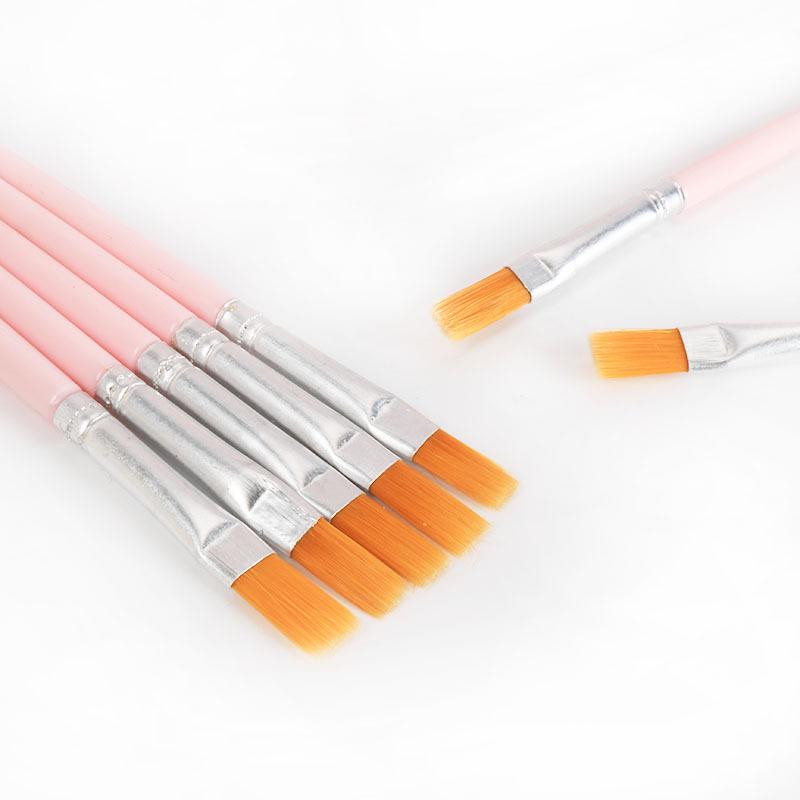 Children s Nylon Bristle Flat Head Brush for DIY Painting Size 4 розовый