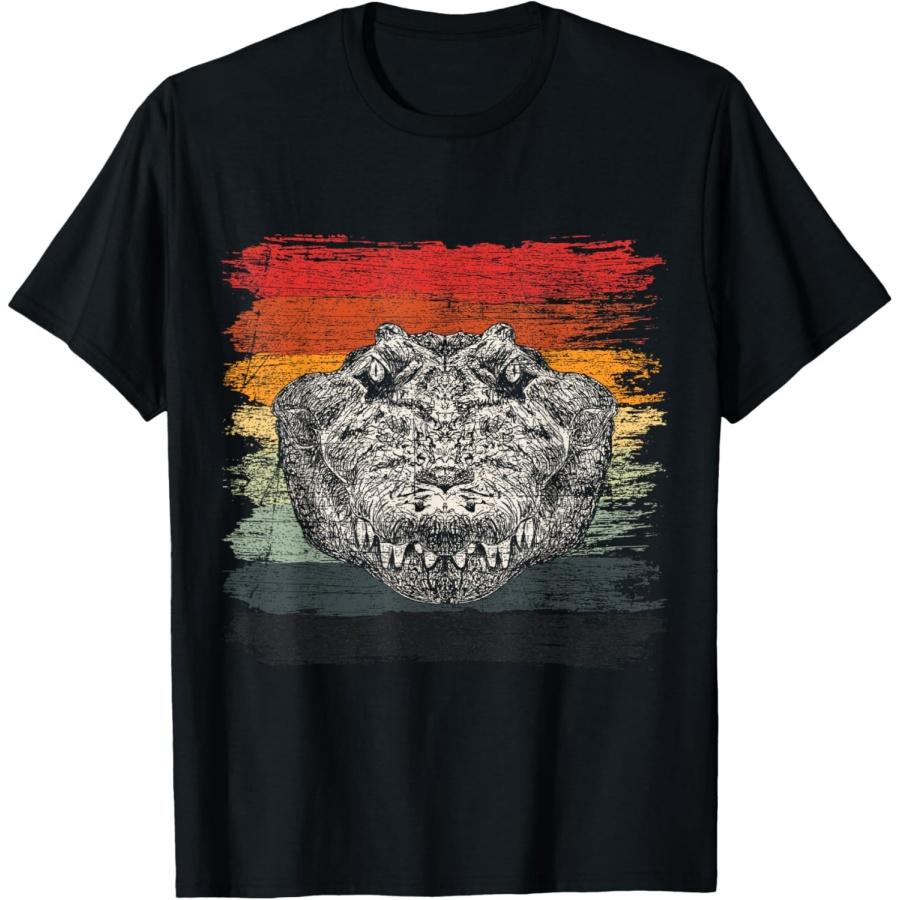 Ретро Аллигатор Рептилия Подарок Аллигатор Крокодил Футболка(1) XXXXXL чёрный