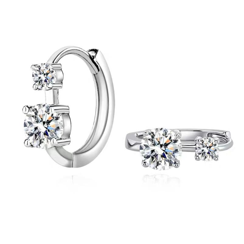 

Серьги из стерлингового серебра 925 пробы 0,6 карата * 2 с муассанитом и двойными бриллиантами, модный дизайн, легкие роскошные серьги для пожилых женщин 1.2CT