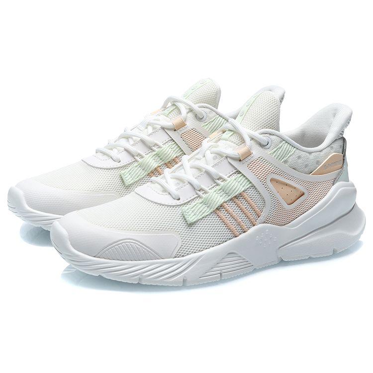 Li-Ning Non-Slip Wear-Resistant Low-Top Running Shoes Women Sneakers White Apricot Green AGLR066-2