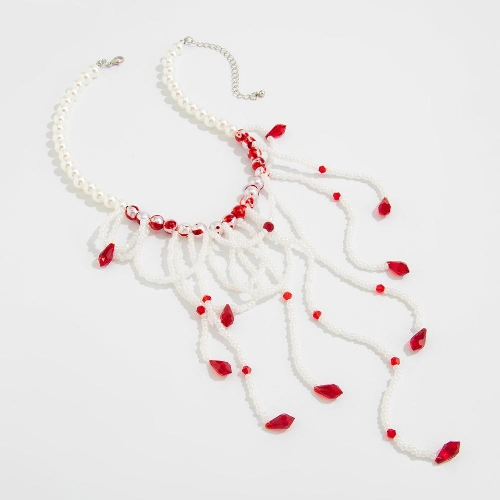 Mehrschichtige Blutstropfen Halskette Quaste Gotischer Schmuck Kreativer Halloween Choker Cosplay