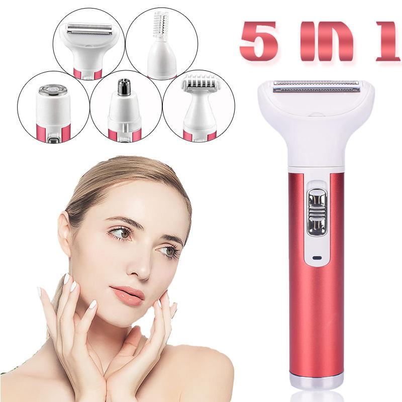 5 in 1 Electric Hair Remover USB Rechargeable Lady Shaver Nose Facial Eyebrow Face Body Trimmer Razor