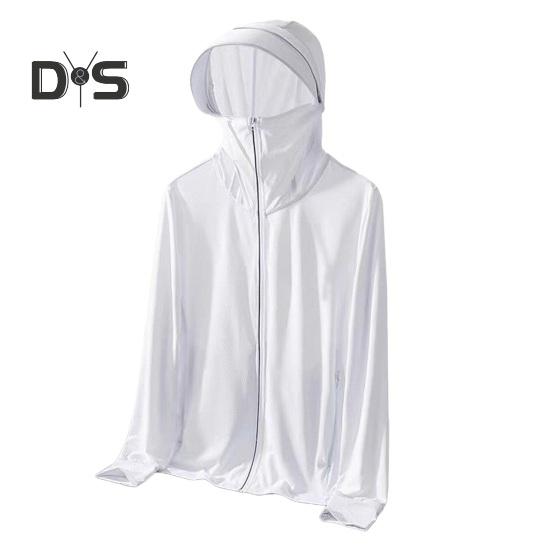 Sunscreen Clothing Jacket Men Women Hooded Long Sleeve Zipper Closure Ice Silk Outdoor UV Protection Coat