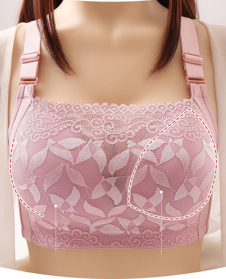 Lace Full Cup Gathered Bandeau Bra - Breathable, Wireless, Large Size