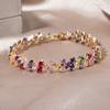 Marquise Multi-Color Cubic Zirconia Watch-Buckle Chain Bracelet for Women, Bohemian Style, Ideal for Daily & Party Wear, Perfect Gift