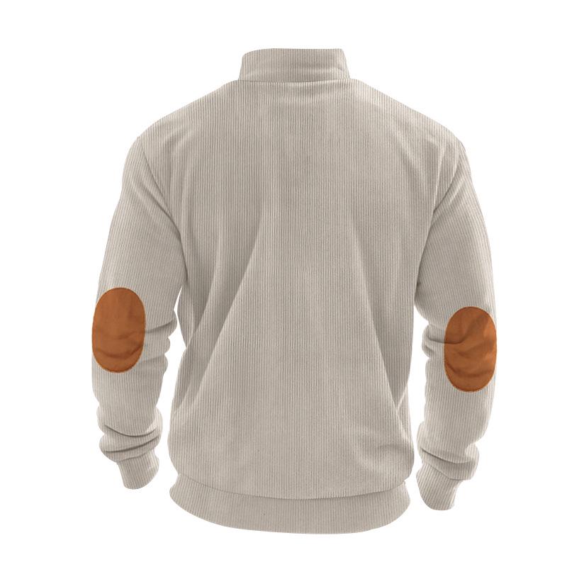Men's Corduroy Half-Zip Stand Collar Long-Sleeve Hoodie - Autumn/Winter Collection
