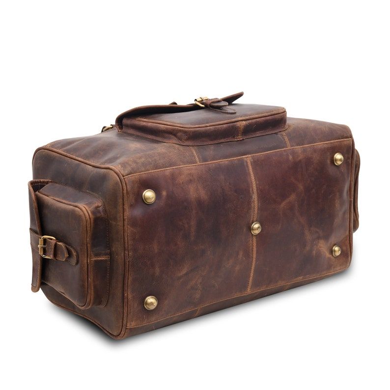 Monogrammed Leather Duffle Bag|Personalized Fathers Day Gift for Dad|Leather Weekend Bag Men|Carry On Leather Travel Bag|Leather Holdall