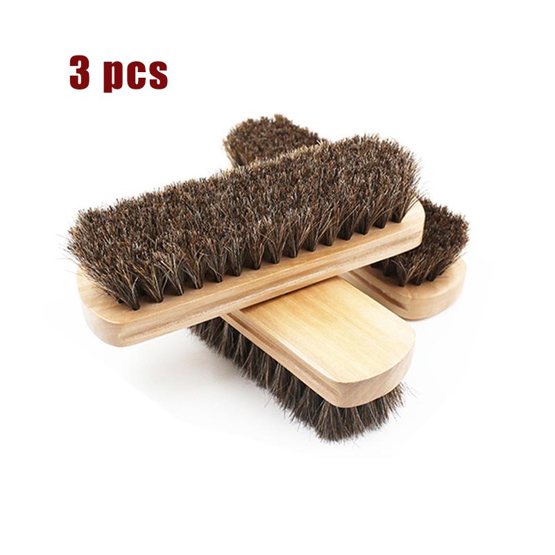 Natural Horsehair Bristles Soft Leather Shine Cleaning Brush for Cleaning Upholstery Cleaner Car Interior Wood Handle Anti Slip