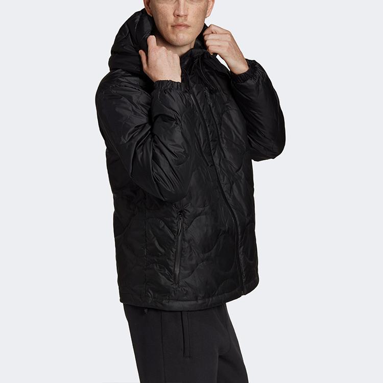 Adidas Originals Sport Zip Hooded Down Jacket Long Sleeve Winter Men Outerwear Black H13586