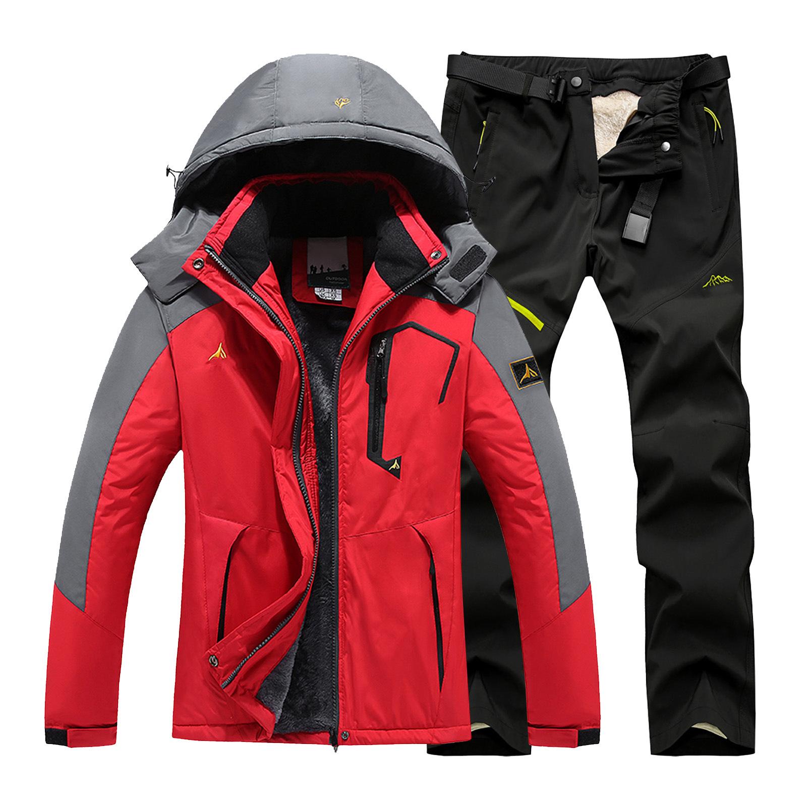 

Мужской зимний водонепроницаемый дышащий костюм для альпинизма на открытом воздухе, костюмы больших размеров, куртка + брюки, комплект из 2 предметов S