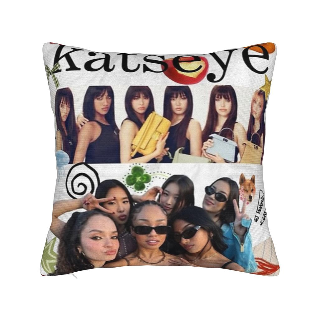 Katseye Kpop Stil Quadratische Kissenhülle Polyester Überwurf Kissen Koreanischer Stil Neuheit Kissenbezüge