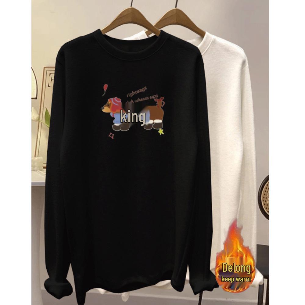 

2025 Women s Brushed Thermal Long-Sleeve Mid-Length Top, Loose Casual Fit, Over-the-Hip, Perfect Base Layer for Autumn/Winter. XL