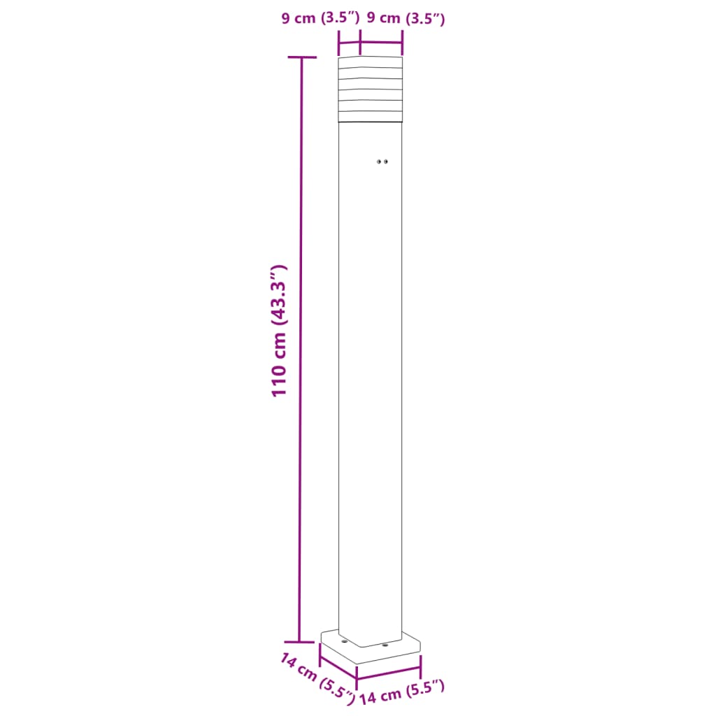 Vidaxl Outdoor Standing Lamp, With Socket, Black, 110 Cm, Aluminum