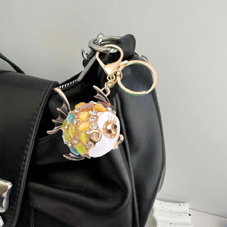 Premium Marine Inspired Keyring Zinc Metal Crafted 3 Aquatic Animal Shapes 5 Glittering Crystal Color Variants