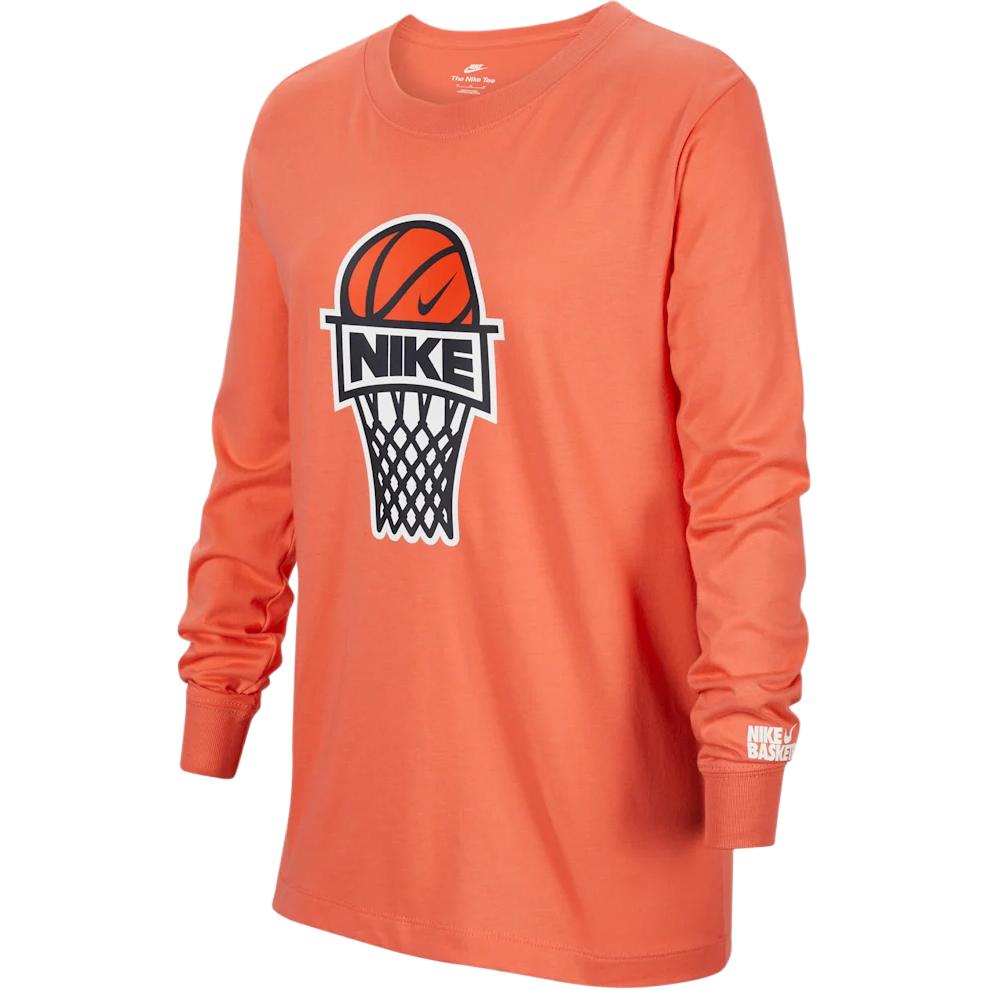 

Nike Спортивная футболка с круглым вырезом, пуловер, с длинным рукавом, баскетбольная майка, детские топы, таинственно-серый, пепельно-красный, FZ5196-814 M