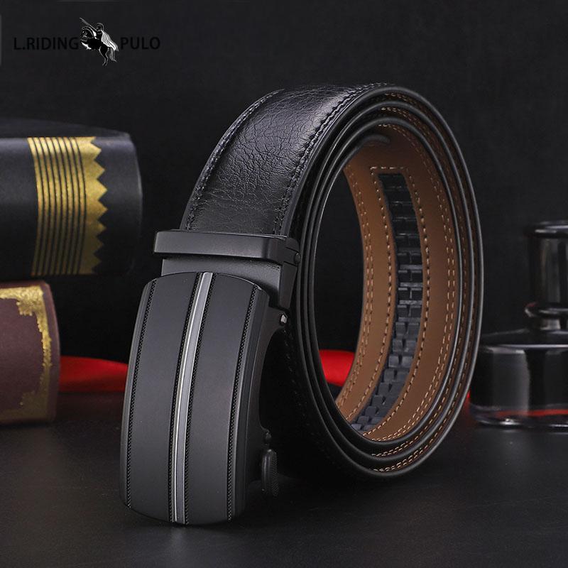 Pánský opasek vysoké kvality Pravá kůže Automatická přezka Hovězí opasek Opasek pro mladé muže