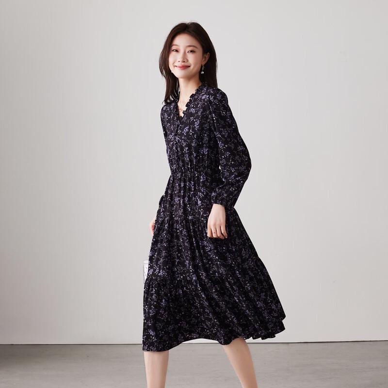 SOFSIL French Elegant Floral V-Neck Midi Dress