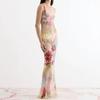 Sparkly Rhinestone Strapless Bodycon Maxi Dress Party Club DJ Performance Elegant Evening Wear