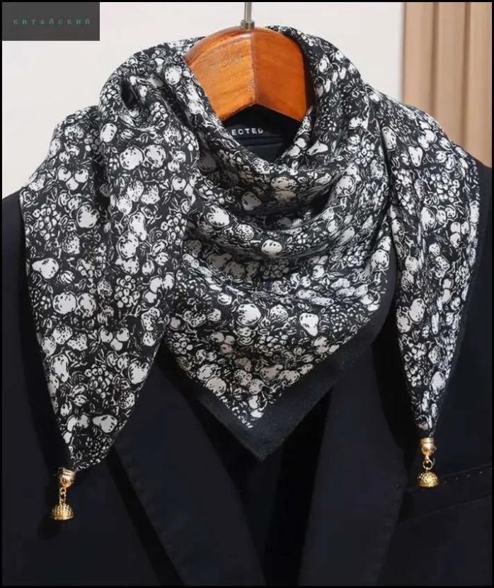 

Весенние декоративные шарфы, Геометрические шелковые квадратные шарфы с цветными блоками, Шелковые шарфы, Женские шарфы One Size чёрный