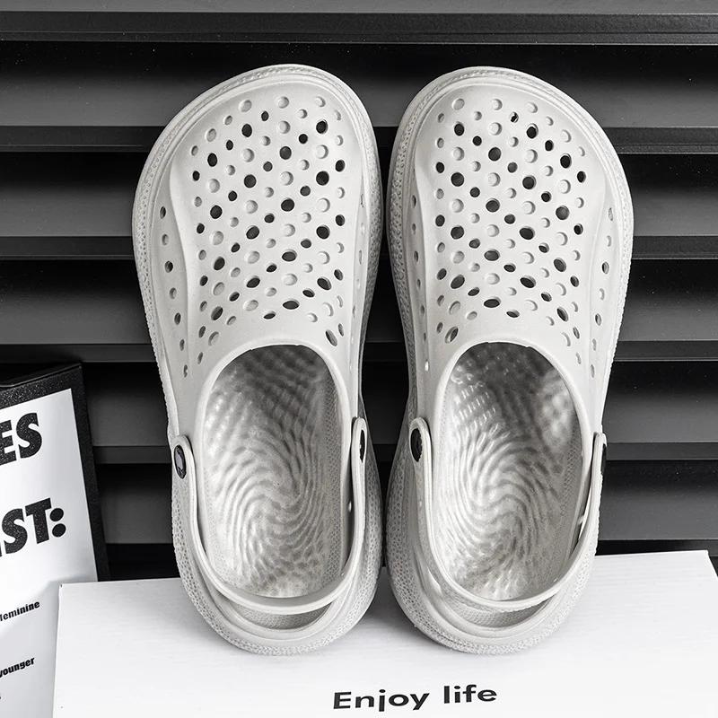 2024 Beach Outdoor Sandals Mens Slippers New Waterproof Summer Water Shoes Big Toe Holey Shoes For Men  Sandals Wrapped Slippers
