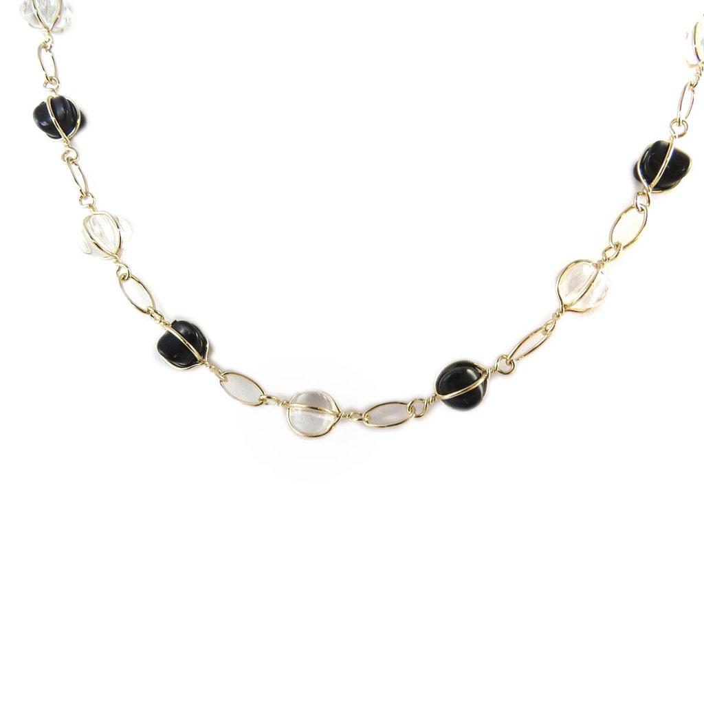 Les Trésors De Lily [E7050] - Collier Plaqué Or 'Alegria' Blanc Noir