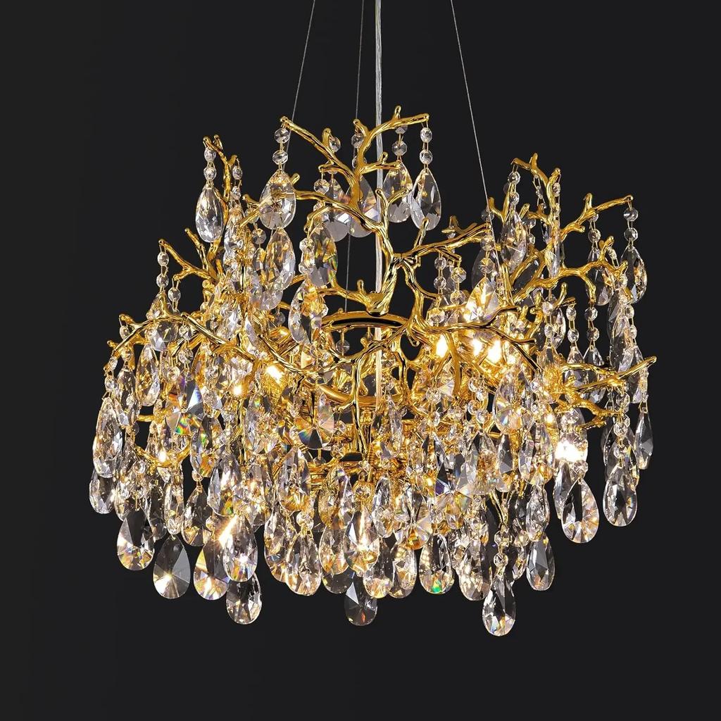 American style light luxury living room crystal chandelier branch chandelier home decoration hotel hanging LED chandelier glossy