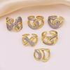 Stripe X-Shaped Open Ring Women'S Copper Gold-Plated Zirconium Two-Color Ring