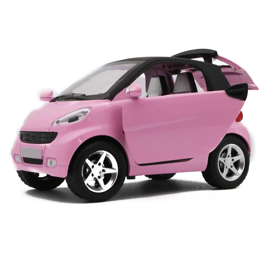 Pink Pull Back Car Diecast Car Model Collectible Toy For 1/32 Scale Smart Fortwo Birthday Christmas New Year Gift