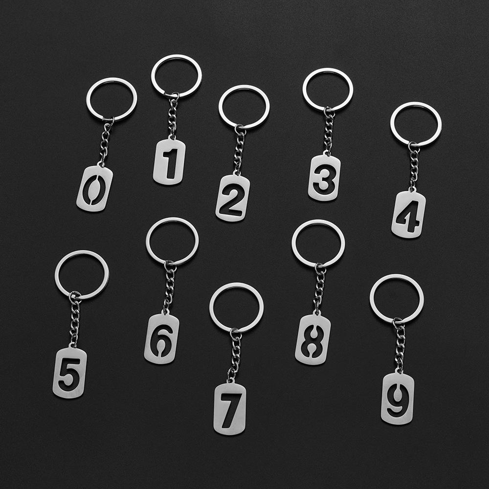 Versatile Stainless Steel Hollow Number Keychain Pendant