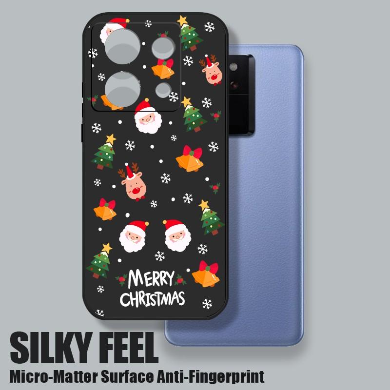 Merry Christmas Santa Elk Pattern Phone Cover For Xiaomi 13T Pro 11T Poco F6 X6 Redmi Note 13 12 11 10 Pro Max Soft Matte Shockproof TPU Lanyard Case