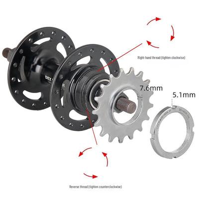 Single Speed Fixed Gear Mountain Bike Freewheel Hub Sprocket with Lockring (13T-18T)