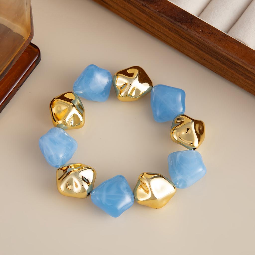 Fashion Irregular Smudge Resin Beaded Necklace, Personalized Geometric Special-Shaped Ccb Collarbone Chain Necklace