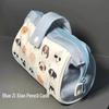 Cream Blue Large Capacity Multifunctional Pencil Case and Makeup Bag with Puppy Design