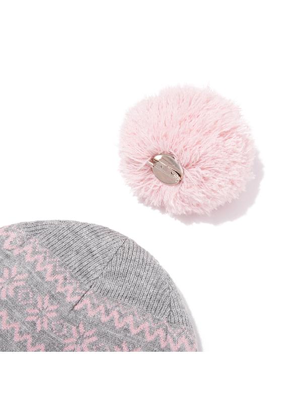 KIRSH Jacquard Knit Pom-Pom Beanie [Melange Gray]