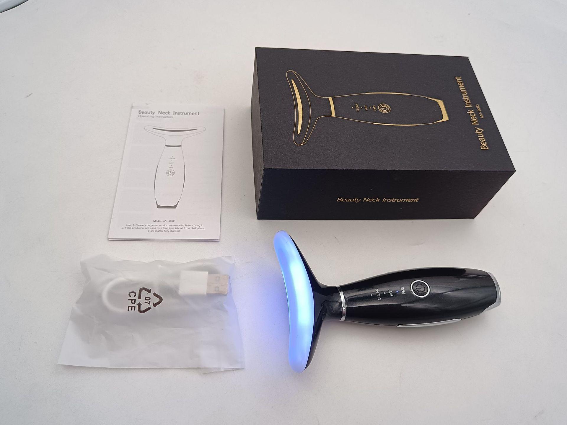 

7-Color Neck Beautifying Massager: Home Device to Refine Neck Wrinkles and Enhance Skin with Cream.